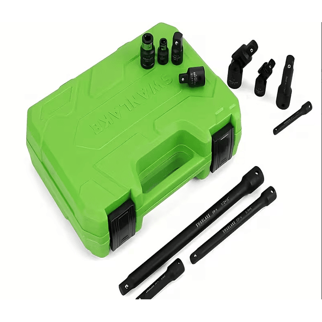 FACE1350 KIT 18 peças extensão de soquete de impacto ajuste universal giratório, 1/4" profundo, adaptador de soquete de 1/2" de direção, barra de extensão, 3 acoplamentos de catraca, aço CR-V