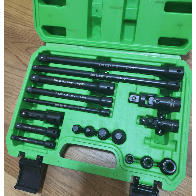 FACE1350 KIT 18 peças extensão de soquete de impacto ajuste universal giratório, 1/4" profundo, adaptador de soquete de 1/2" de direção, barra de extensão, 3 acoplamentos de catraca, aço CR-V