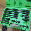 FACE1350 KIT 18 peças extensão de soquete de impacto ajuste universal giratório, 1/4" profundo, adaptador de soquete de 1/2" de direção, barra de extensão, 3 acoplamentos de catraca, aço CR-V