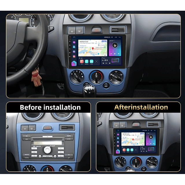 FACE1352 Ford Fiesta 2006 - 2011 android 9 polegadas 1gb ram ou 2gb ram