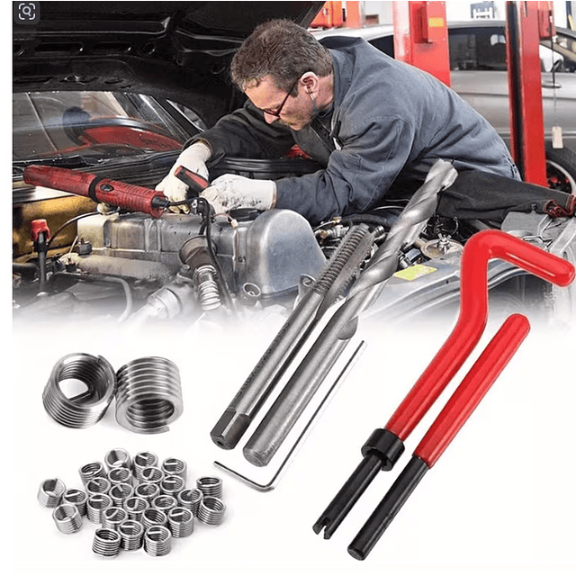 FACE1357 KIT 131 Peças Kit Reparo Rosca MOTORES , Kit Profissional de Reparo de Rosca em Aço Rápido, 