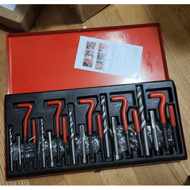 FACE1357 KIT 131 Peças Kit Reparo Rosca MOTORES , Kit Profissional de Reparo de Rosca em Aço Rápido, 