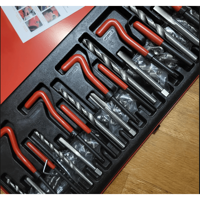 FACE1357 KIT 131 Peças Kit Reparo Rosca MOTORES , Kit Profissional de Reparo de Rosca em Aço Rápido, 