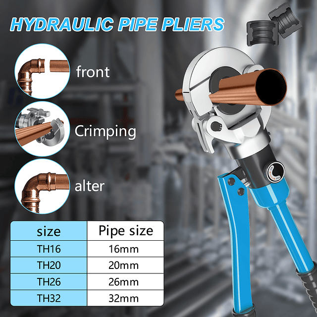 FACE1359 Ferramenta crimpagem de tubos  hidráulica 10 Toneladas  tipo  TH com força de fixação 360 ° 