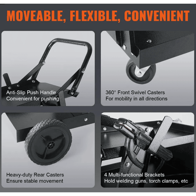 FACE1362 Carrinho máquinas de soldar 3 prateleiras 180kg MIG/MAG e soldagem a arco de argônio.
