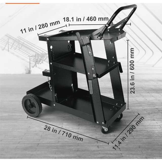 FACE1362 Carrinho máquinas de soldar 3 prateleiras 180kg MIG/MAG e soldagem a arco de argônio.