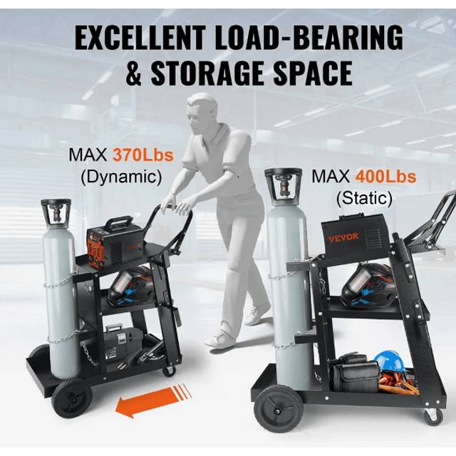 FACE1362 Carrinho máquinas de soldar 3 prateleiras 180kg MIG/MAG e soldagem a arco de argônio.