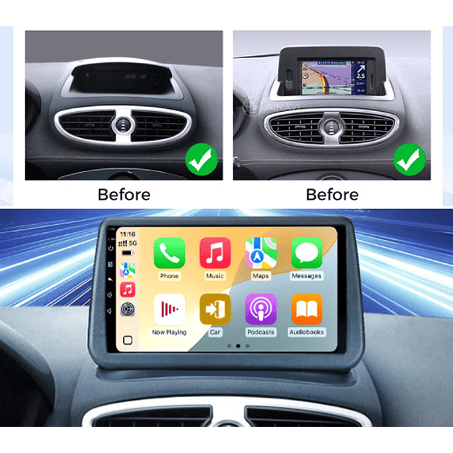 FACE1367 Renault Clio 3 2005-2014 auto rádio android 2 dim wifi usb