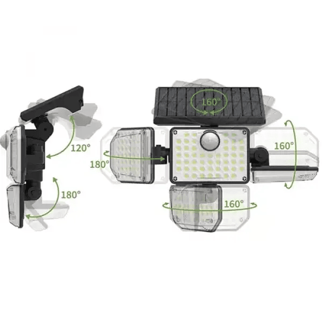 FACE932 Luz  solar led com 3 paineis 