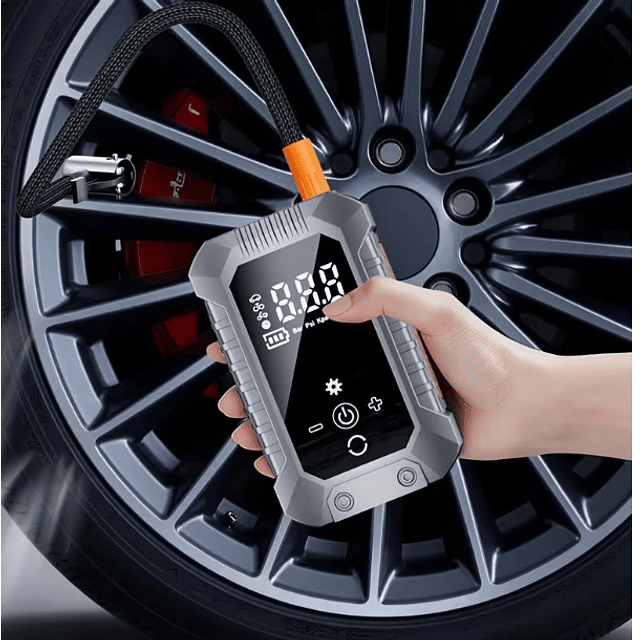 FACE1370 Bomba Pneus Digital Inteligente com Ecrã  Luz LED Inflação Rápida de 150PSI  Carregamento USB