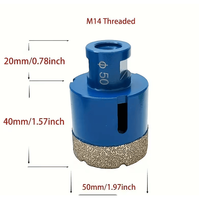 FACE1371 KIT 8 Copos Rosca M14 Diamantadas Perfuração Tijolos, Betão, Blocos, Granito, Quartzo, Cerâmica, Azulejos, Bancadas