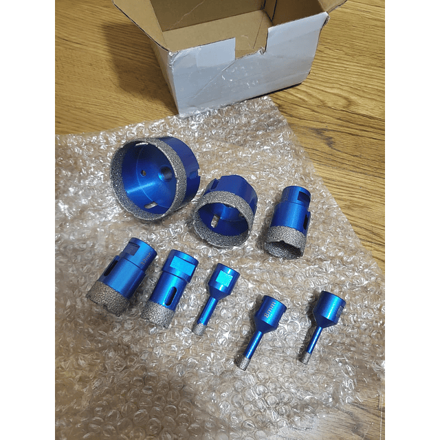 FACE1371 KIT 8 Copos Rosca M14 Diamantadas Perfuração Tijolos, Betão, Blocos, Granito, Quartzo, Cerâmica, Azulejos, Bancadas