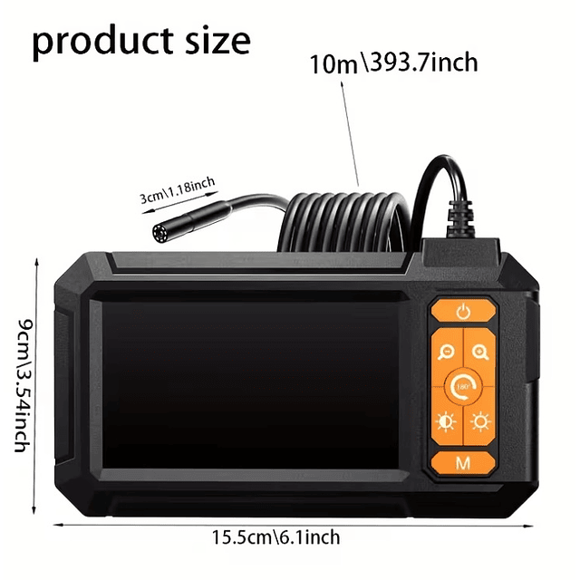 FACE1372 Câmera 10 metros endoscópica  para oficina canalização 8mm 