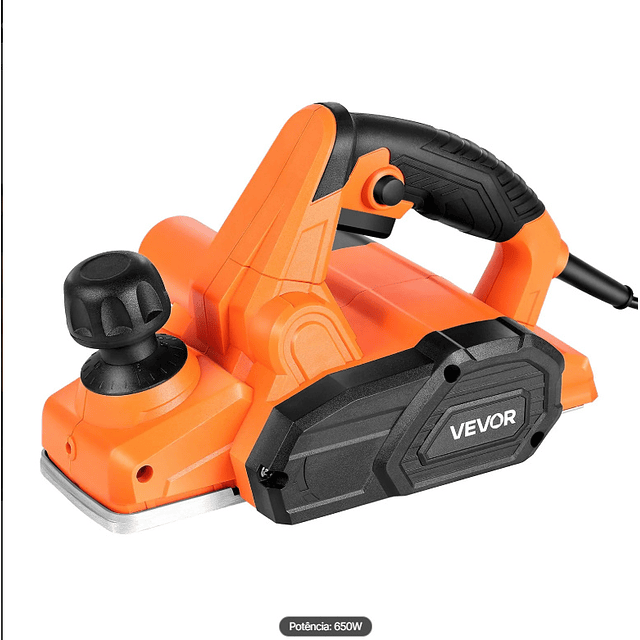 FACE1375 Plaina elétrica VEVOR, largura de corte de 82 mm, 650 W, 16800 rpm corte ajustável, 2 lâminas, 