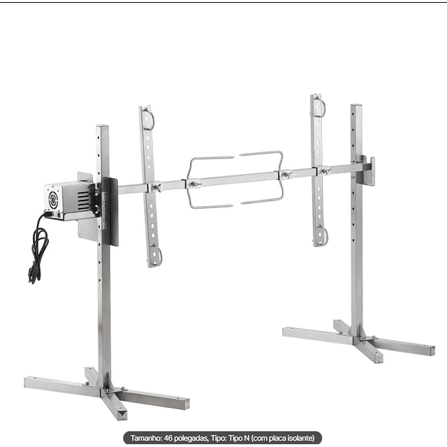 FACE1380 Grelhador assar no espeto, grelha para churrasco de 60 kg  motor elétrico de 52 W, assador giratório 116cm