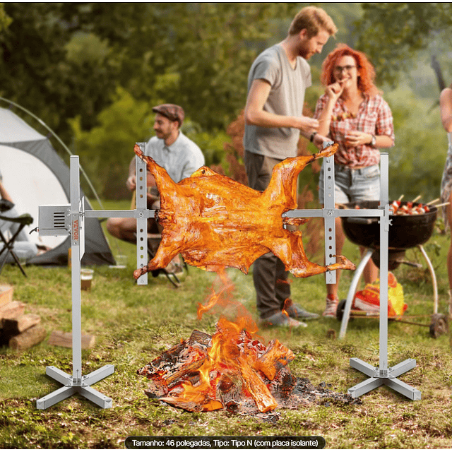 FACE1380 Grelhador assar no espeto, grelha para churrasco de 60 kg  motor elétrico de 52 W, assador giratório 116cm