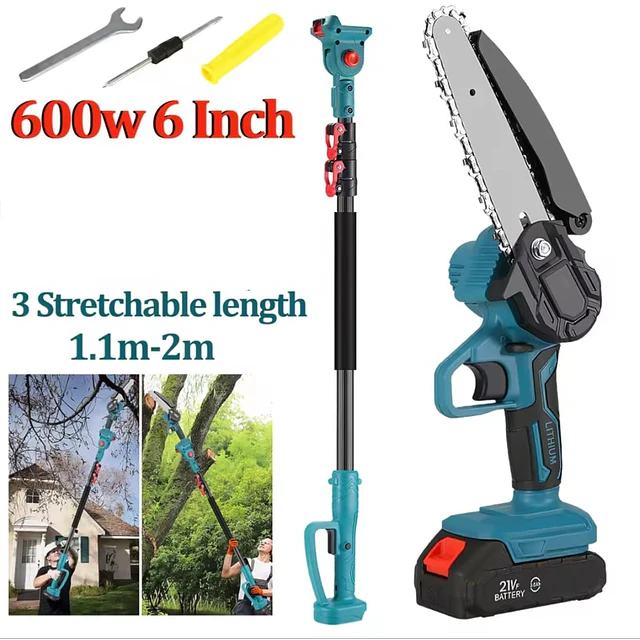 FACE1383 Mini motoserra com braço telescópico extensivel  a bateria 