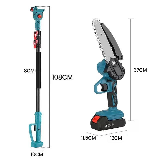 FACE1383 Mini motoserra com braço telescópico extensivel  a bateria 
