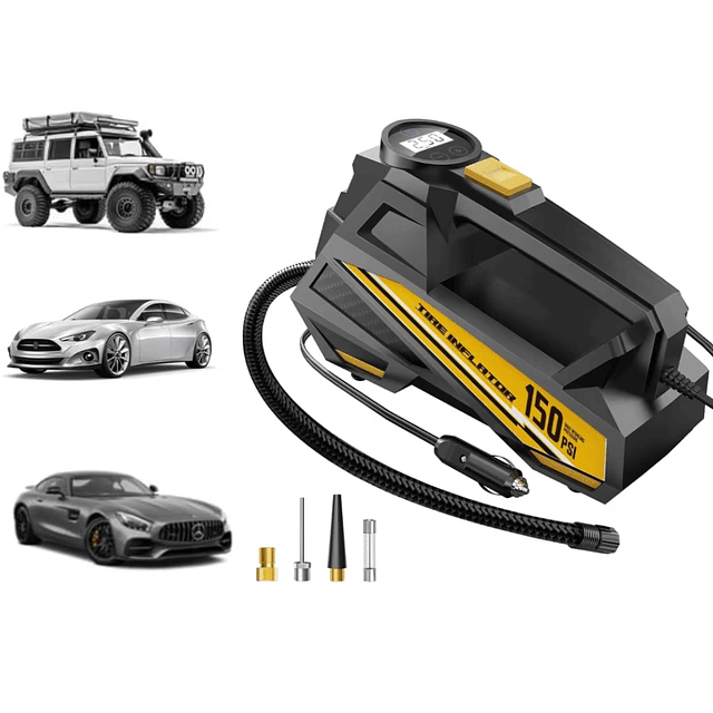 FACE1386 Bomba de ar compressor 12v 150psi carros motos bicicletas bolas etc