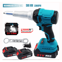 FACE1388 pistola rebitadora de rebite elétrica sem escova 2.4-5.0mm duas baterias