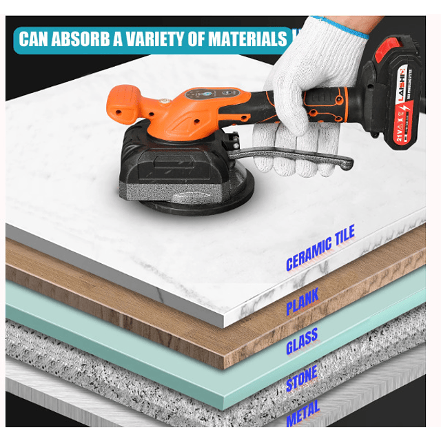 FACE1389 Máquina Nivelamento Azulejos 21V Ventosa  200kg, Vibrador 12000RPM 