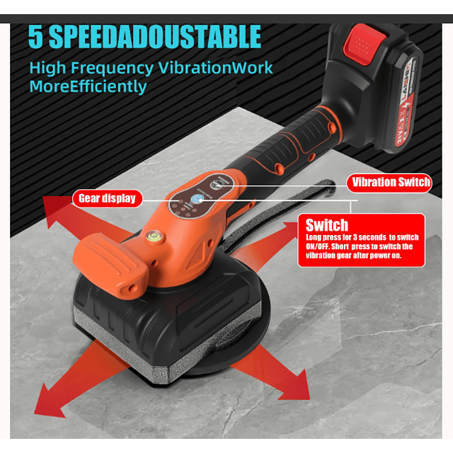 FACE1389 Máquina Nivelamento Azulejos 21V Ventosa  200kg, Vibrador 12000RPM 