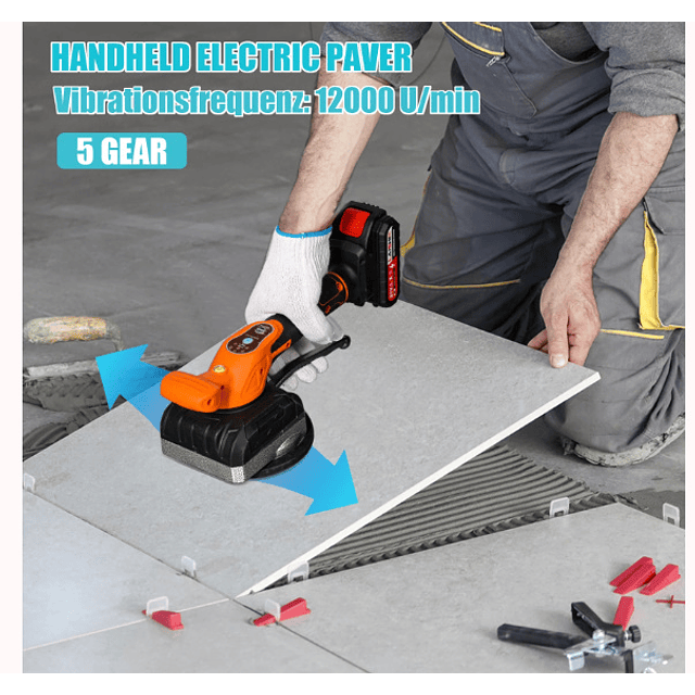 FACE1389 Máquina Nivelamento Azulejos 21V Ventosa  200kg, Vibrador 12000RPM 