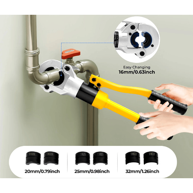 FACE1390 Cravador  tubo hidráulico 8T, crimpador 16 20 25 32mm (TH) canalização