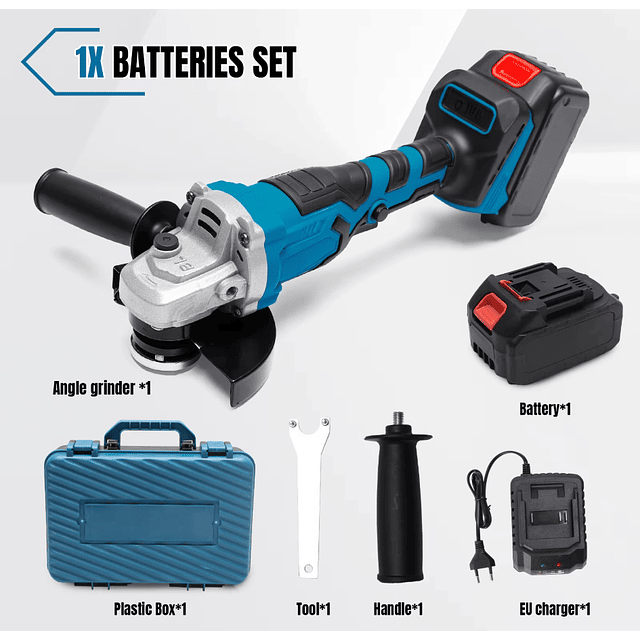 FACE1394 Rebarbadora  125mm com uma ou duas  bateria 10000r/min e mala transporte