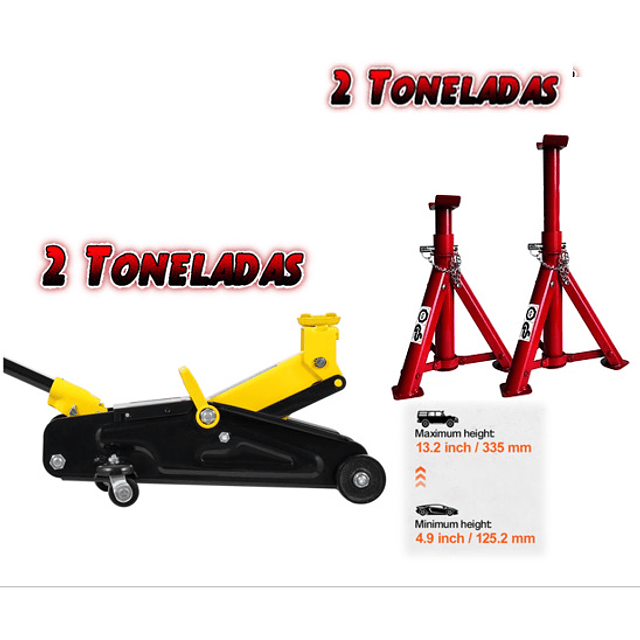 FACE1395 KIT Macaco 2T + preguiças 2T automóveis mecânica caseira 125 mm/335 mm