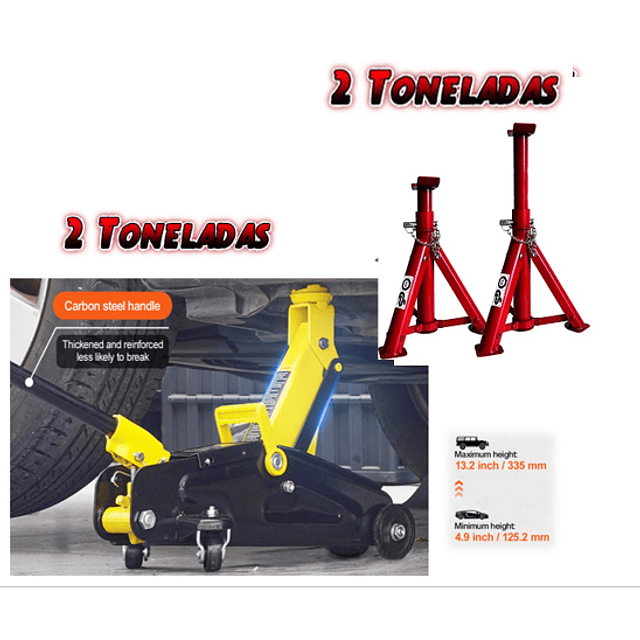 FACE1395 KIT Macaco 2T + preguiças 2T automóveis mecânica caseira 125 mm/335 mm