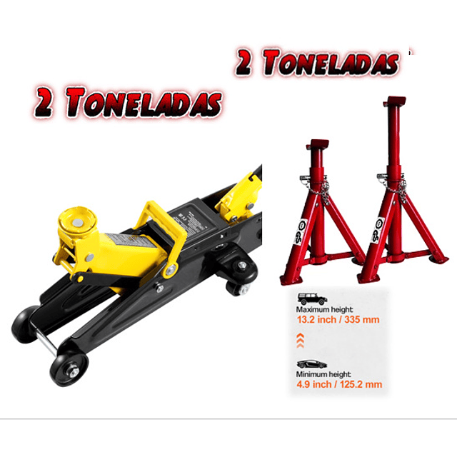 FACE1395 KIT Macaco 2T + preguiças 2T automóveis mecânica caseira 125 mm/335 mm