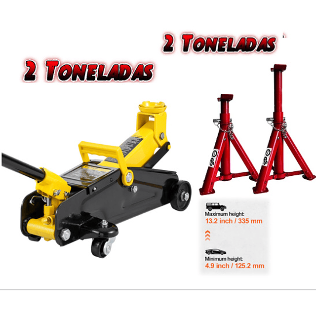 FACE1395 KIT Macaco 2T + preguiças 2T automóveis mecânica caseira 125 mm/335 mm