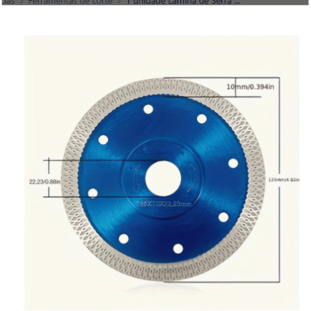 FACE1399 Serra Diamantada 4-1/2", 5" Polegadas, Lâmina Diamantada X-Teeth para Porcelana, Azulejo, Tijolo, Granito e Concreto