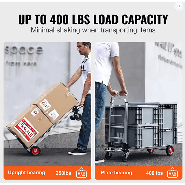 FACE1401 Carrinho de transporte dobrável em aluminio super resistente capacidade 180kg