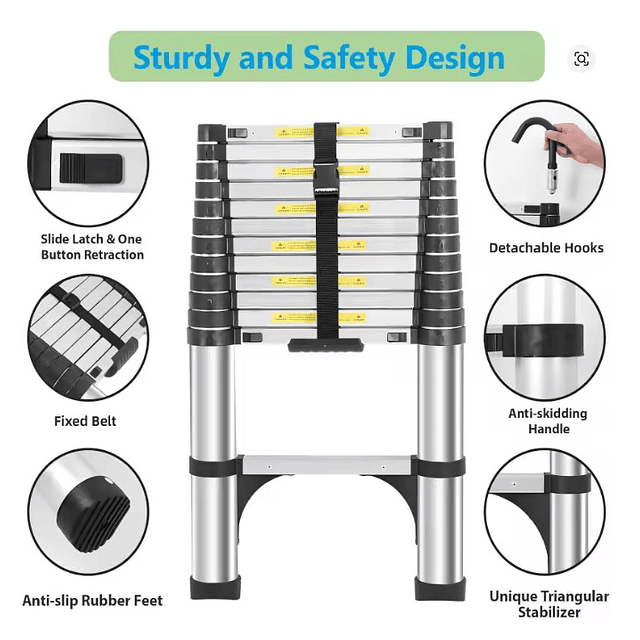 FACE1402 Escada em aluminio telescópica em aluminio 2.60m