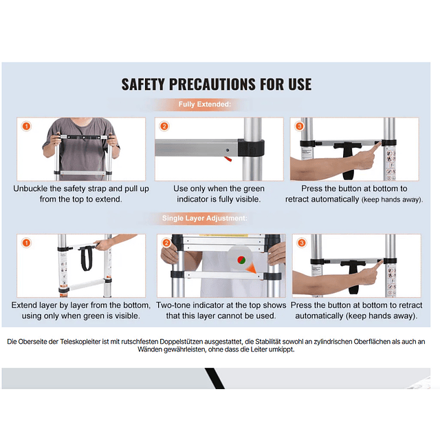 FACE1402 Escada em aluminio telescópica em aluminio 2.60m