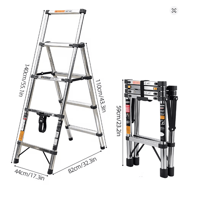 FACE1403 Escadote telescópica aço inoxidável capacidade 200kg