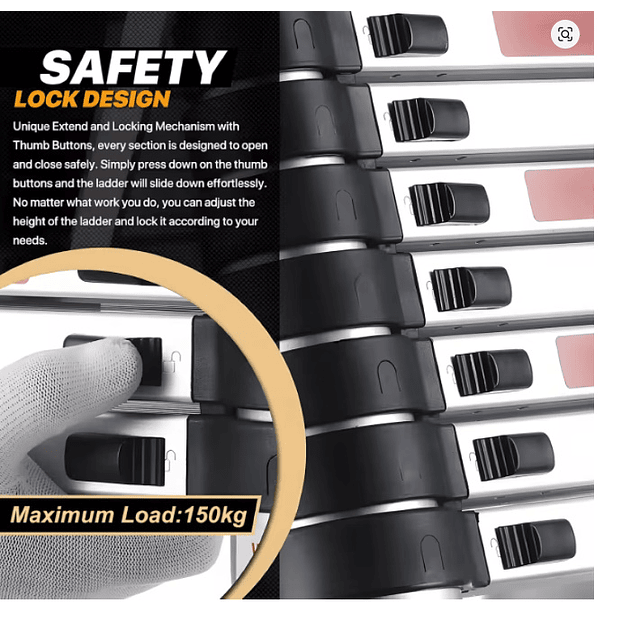 FACE1403 Escadote telescópica aço inoxidável capacidade 200kg