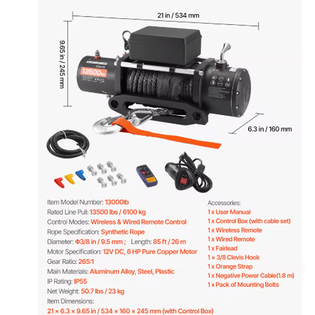 FACE1404 1400 Guincho elétrico auto de 6Toneladas capacidade