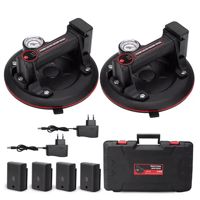 FACE1405 KIT duas ventosas a bateria para vidro ceramica azulejos 4 baterias e mala