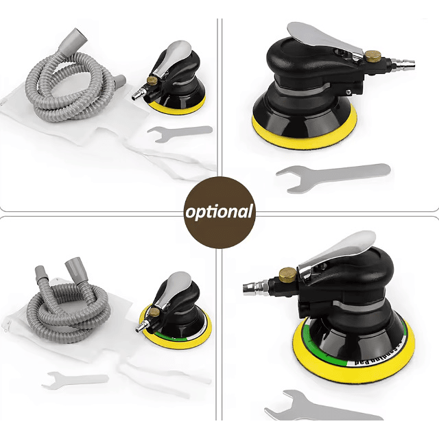 FACE1407  Lixadeira Orbital Pneumática de 6'' para Trabalho Pesado com Mangueira e Bolsa para Polimento