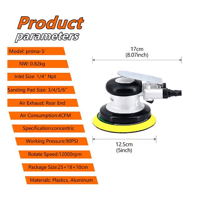 FACE1410 polidora de lixadeira de ar para máquina pneumático com bases de 4 e 12 polegadas