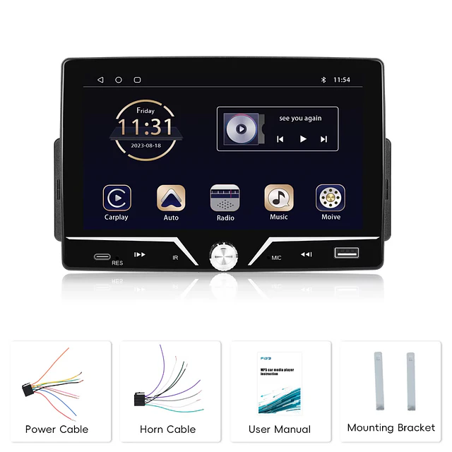 FACE1415  Auto rádio universal 7 pelegadas 1 din com android auto e carplay 