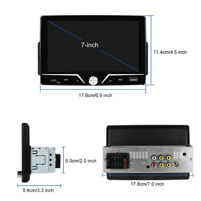 FACE1415  Auto rádio universal 7 pelegadas 1 din com android auto e carplay 