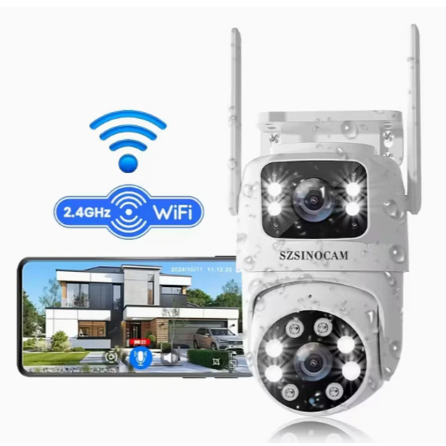 FACE1419 IP DUAS Lentes Câmera segurança a prova de chuva com visão noturna