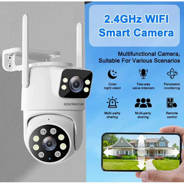 FACE1419 IP DUAS Lentes Câmera segurança a prova de chuva com visão noturna