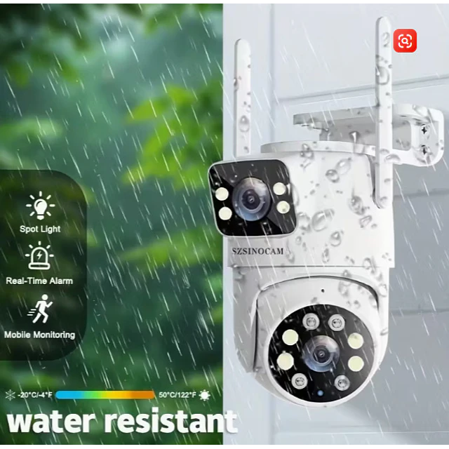 FACE1419 IP DUAS Lentes Câmera segurança a prova de chuva com visão noturna