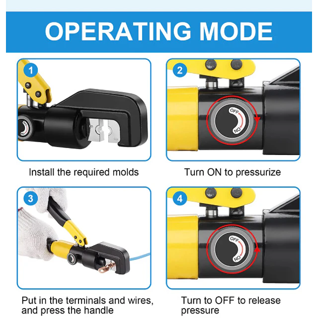 FACE1421 Crimpador hidraulico de terminais eletricos 10 T  4, 6, 10, 16, 25, 35, 50, 70 mm