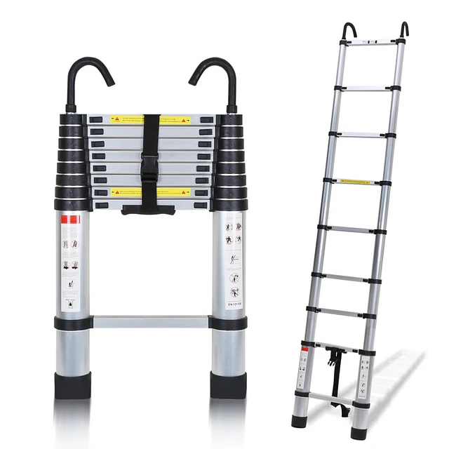 FACE1424 Escada telescópica dobrável com 2.6 metros com ganchos 